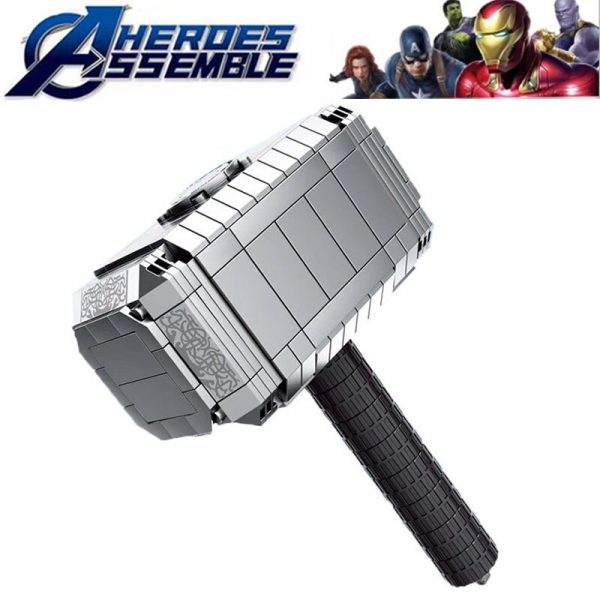 Super Hero Avengers Thor s Hammer Mjolnir Stormbreaker Block Set Model Kids DIY Marvel Weapon Building