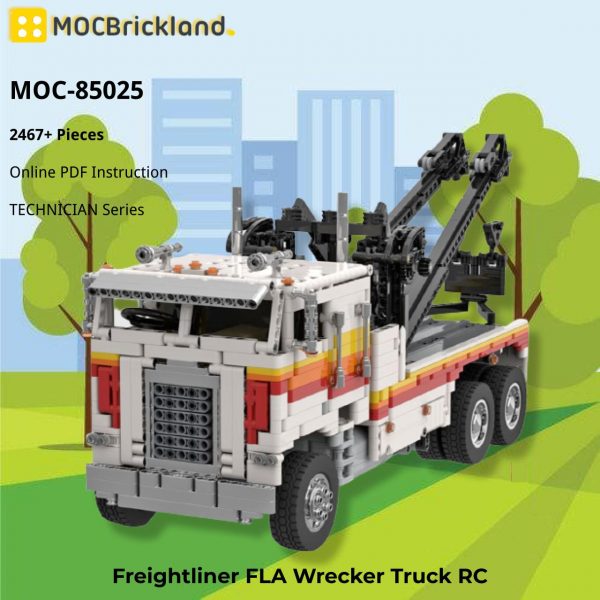 MOCBRICKLAND MOC 85025 Freightliner FLA Wrecker Truck RC 2