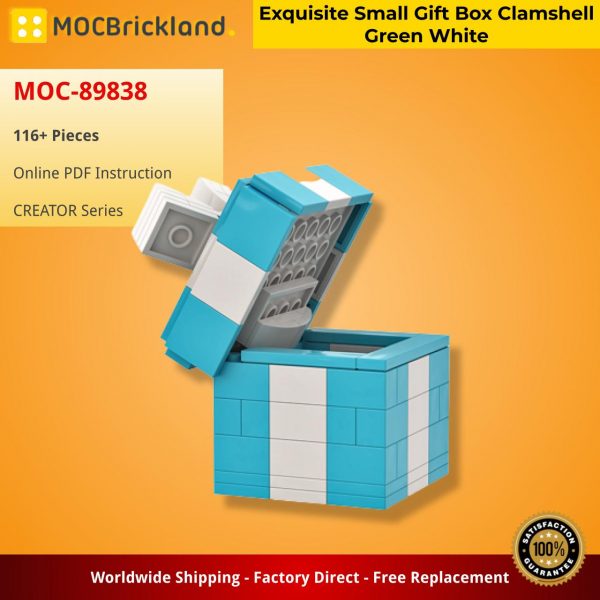MOCBRICKLAND MOC 89838 Exquisite Small Gift Box Clamshell Green White 2