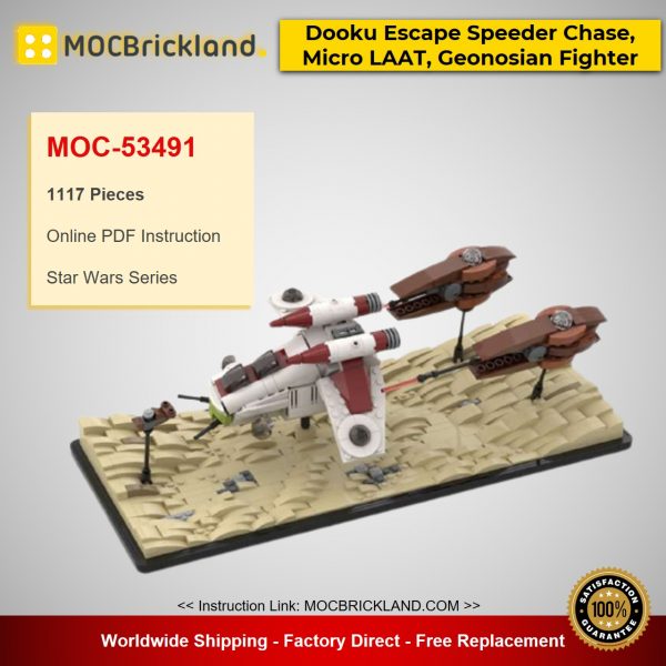 star wars moc 53491 dooku escape speeder chase micro laat geonosian fighter episode ii by 6211 mocbrickland 7562
