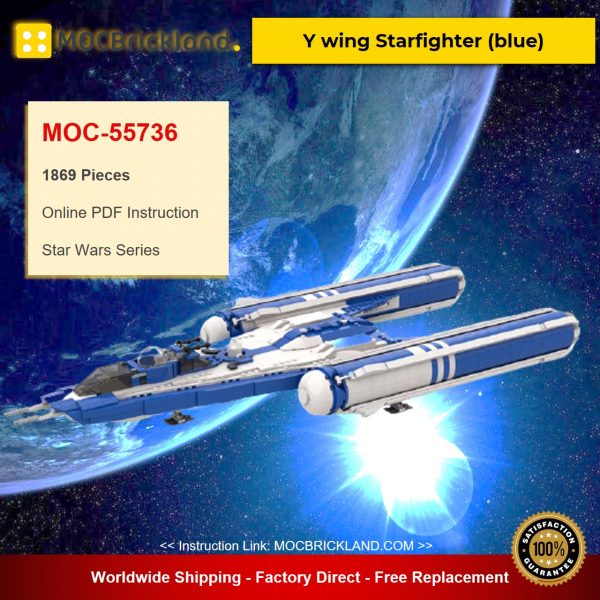 star wars moc 55736 y wing starfighter blue by starwarsfan66 mocbrickland 7286