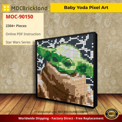 star wars moc 90150 baby yoda pixel art mocbrickland 1142