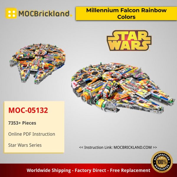 star wars moc 05132 millennium falcon rainbow colors 2703