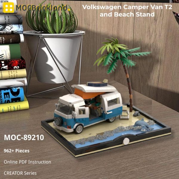 CREATOR MOC 89210 Volkswagen Camper Van T2 and Beach Stand MOCBRICKLAND
