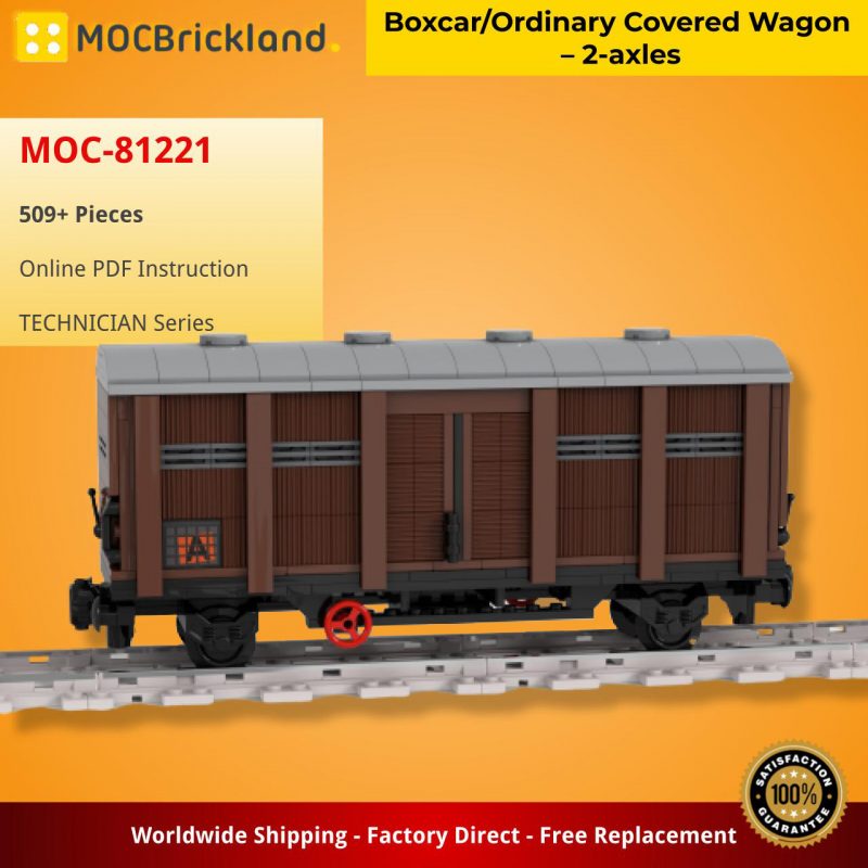 MOC 81221 BoxcarOrdinary Covered Wagon – 2 axles by langemat MOCBRICKLAND 800x800 1