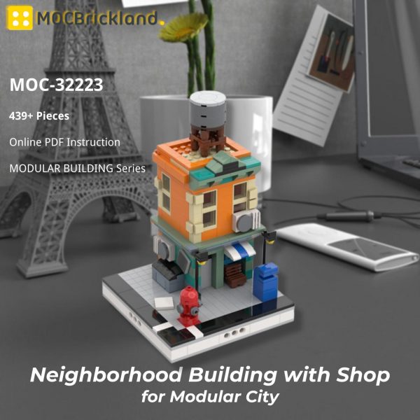 MOCBRICKLAND MOC 32223 Neighborhood Building with Shop for Modular City 2
