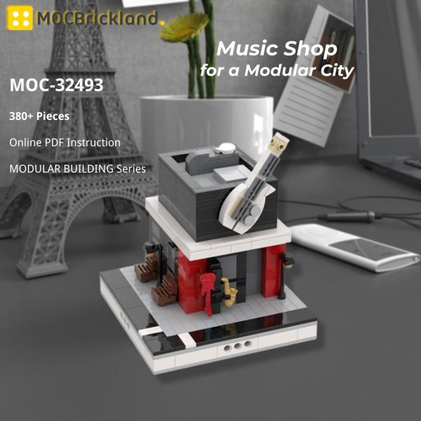 MOCBRICKLAND MOC 32493 Music Shop for a Modular City 2