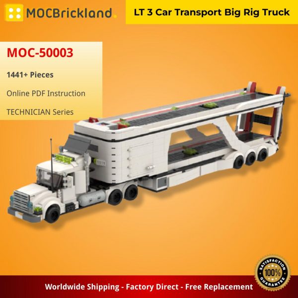 MOCBRICKLAND MOC 50003 LT 3 Car Transport Big Rig Truck 5