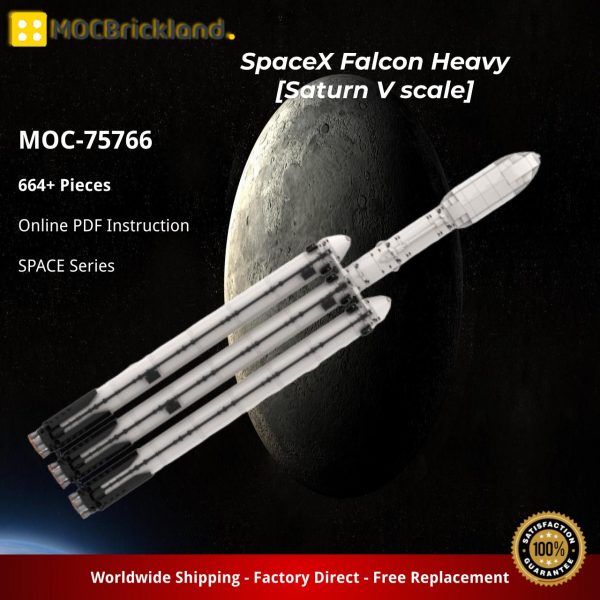 MOCBRICKLAND MOC 75766 SpaceX Falcon Heavy Saturn V scale 4