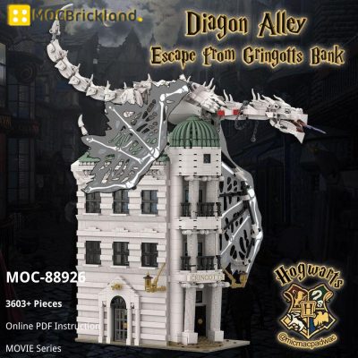 MOCBRICKLAND MOC 88926 Escape from Gringotts Bank Diagon Alley Expansion