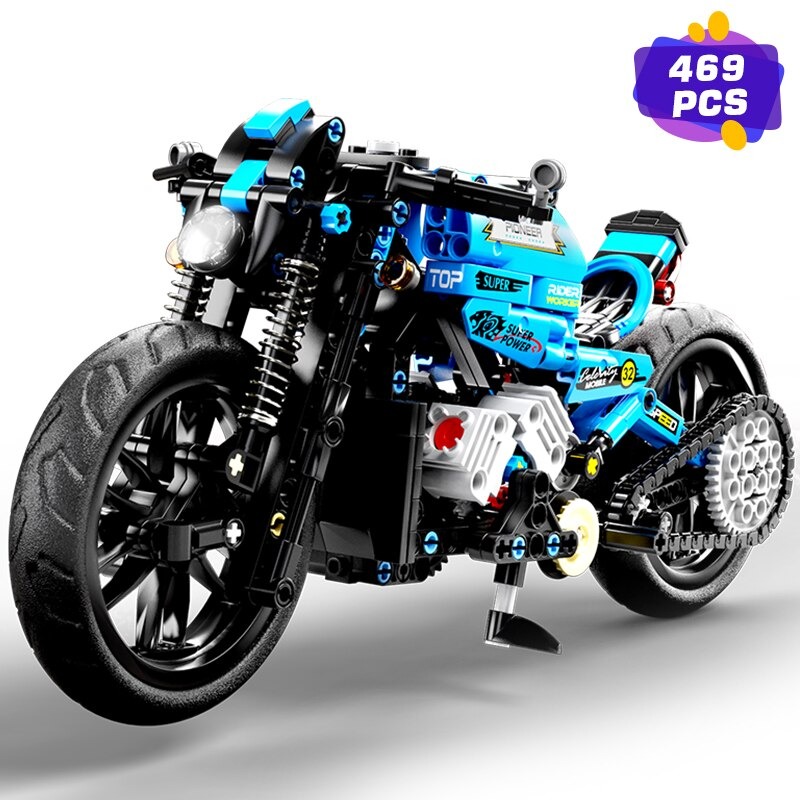 MOCBRICKLAND MOC 89698 Blue Racing Motorcycle 1 1