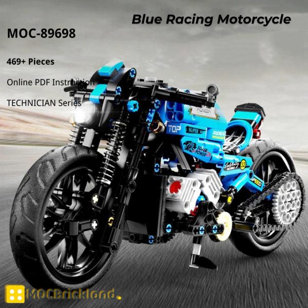MOCBRICKLAND MOC 89698 Blue Racing Motorcycle 2