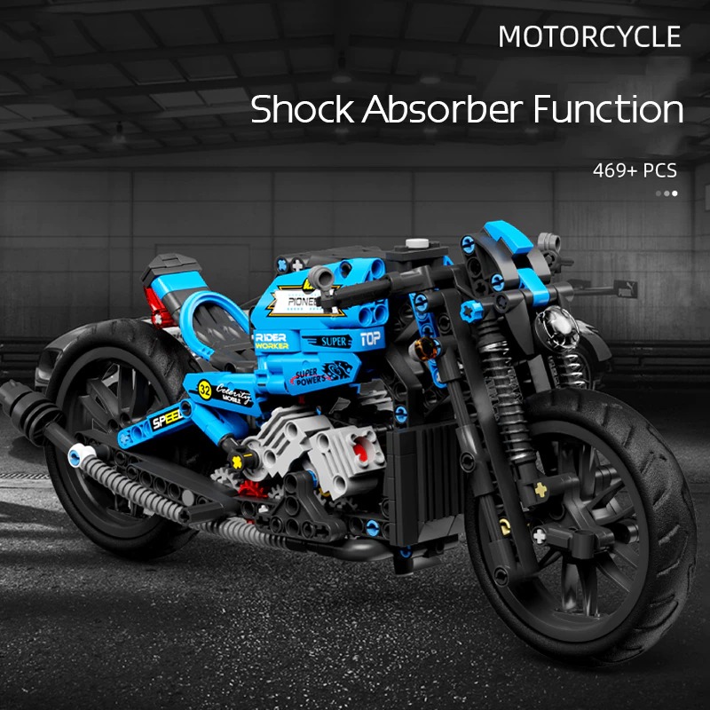 MOCBRICKLAND MOC 89698 Blue Racing Motorcycle 6 1