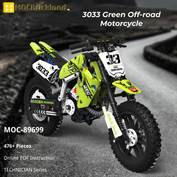 MOCBRICKLAND MOC 89699 3033 Green Off road Motorcycle 2