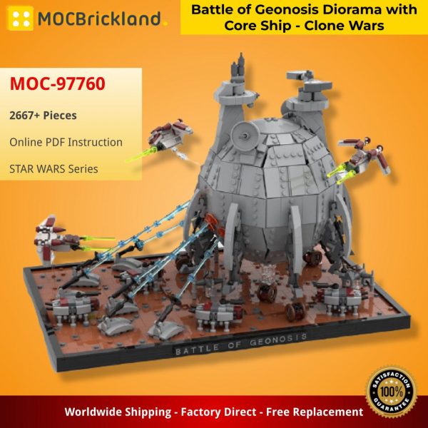 MOCBRICKLAND MOC 97760 Battle of Geonosis Diorama with Core Ship Clone Wars 4