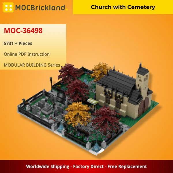 MODULAR BUILDING MOC 36498 Church with Cemetery by gabizon MOCBRICKLAND 4