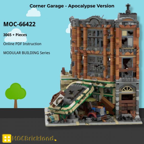 MODULAR BUILDING MOC 66422 Corner Garage Apocalypse Version by SugarBricks MOCBRICKLAND 5