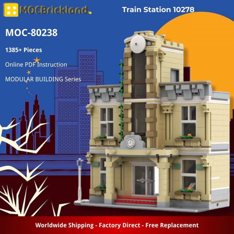 MODULAR BUILDING MOC 80238 Train Station 10278 by LegoArtisan MOCBRICKLAND 4 800x800 1