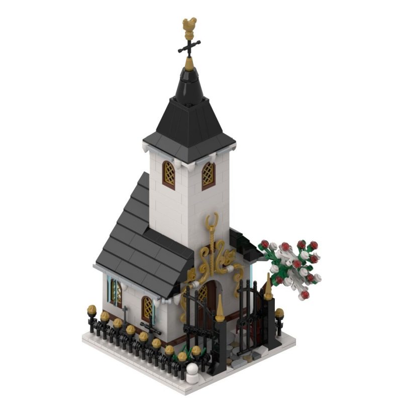 MODULAR BUILDING MOC 91182 Winter Village Small Church by Cvanhulle MOCBRICKLAND 2 800x800 1
