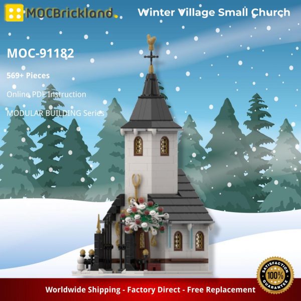 MODULAR BUILDING MOC 91182 Winter Village Small Church by Cvanhulle MOCBRICKLAND 3