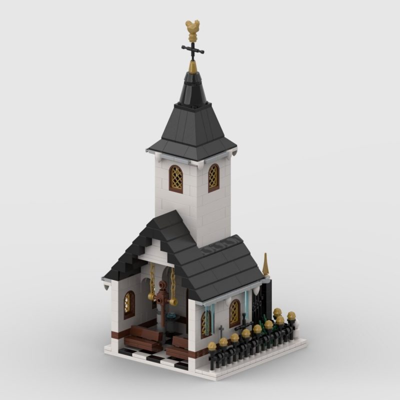 MODULAR BUILDING MOC 91182 Winter Village Small Church by Cvanhulle MOCBRICKLAND 4 800x800 1
