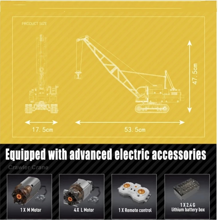 MOULD KING 17001 High-Tech Motorized Crawler Crane