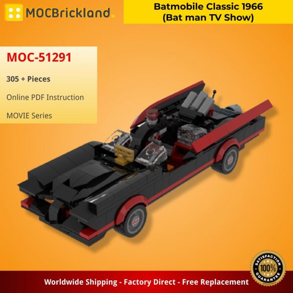 MOVIE MOC 51291 Batmobile Classic 1966 Bat man TV Show by Brick.Mocman MOCBRICKLAND 4