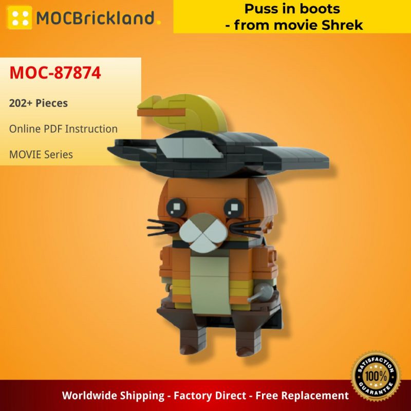 MOVIE MOC 87874 Puss in boots from movie Shrek by LegoMocBrickheadz MOCBRICKLAND 800x800 1