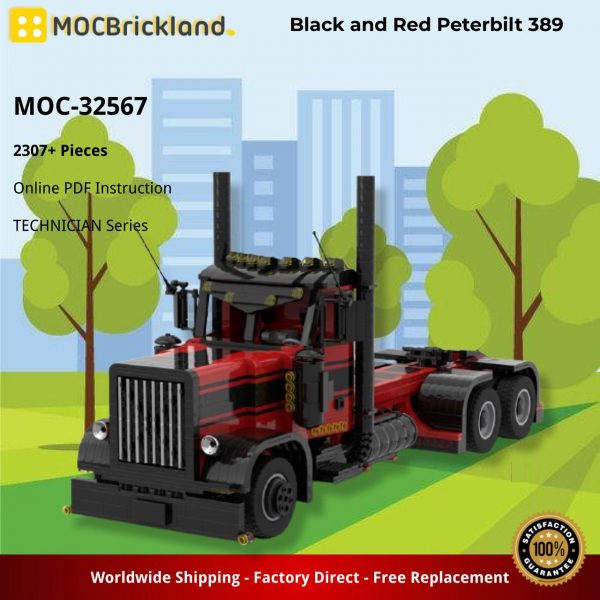 TECHNICIAN MOC 32567 Black and Red Peterbilt 389 by laouaistechnic MOCBRICKLAND 2