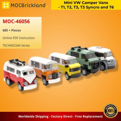 TECHNICIAN MOC 46056 Mini VW Camper Vans T1 T2 T3 T3 Syncro and T6 by legocampervans MOCBRICKLAND