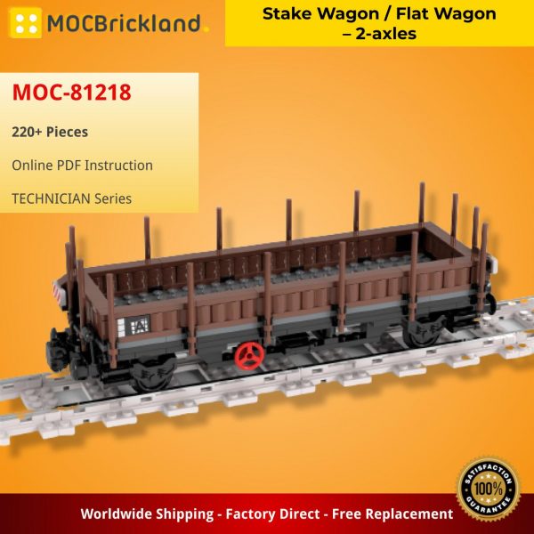TECHNICIAN MOC 81218 Stake Wagon Flat Wagon – 2 axles by langemat MOCBRICKLAND 5
