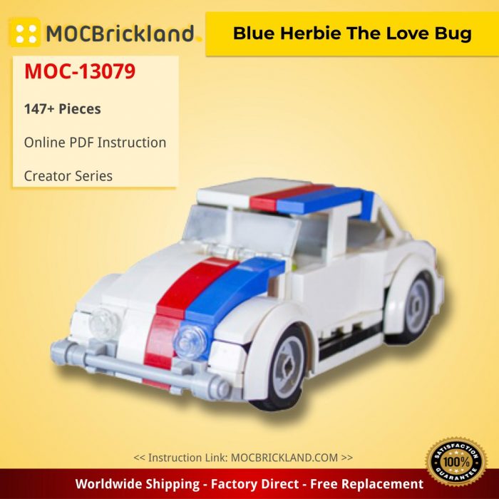 Creator MOC-13079 Blue Herbie The Love Bug by jerrybuildsbricks MOCBRICKLAND