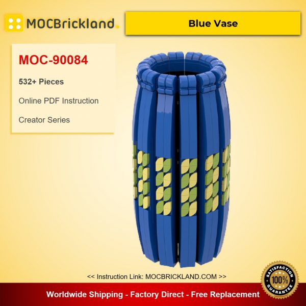 creator moc 90084 90085 90086 blue black and white vase compatible with moc flower bouquet 10280 40461 and 40460 mocbrickland 6051