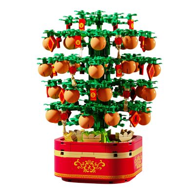 creator sembo 601145 new year rotating music box kumquat tree with light and music 7665