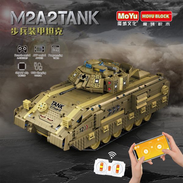 military moyu my86001 m2a2 tank with rc 1763 pieces 3964