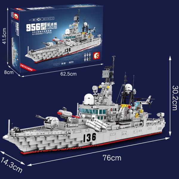 military sembo 202060 type 956 modern destroyer battleship 3844