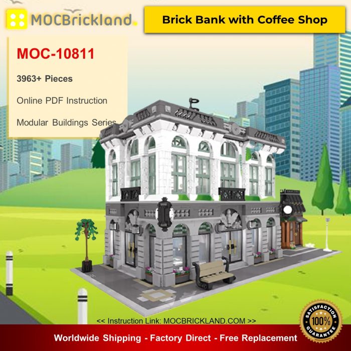 Modular Building MOC-10811 Brick Bank with Coffee Shop by dagupa MOCBRICKLAND