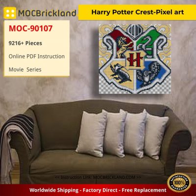 movie moc 90107 harry potter crest pixel art mocbrickland 6060
