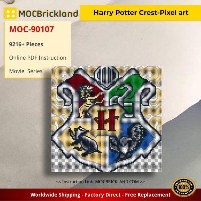 movie moc 90107 harry potter crest pixel art mocbrickland 6465
