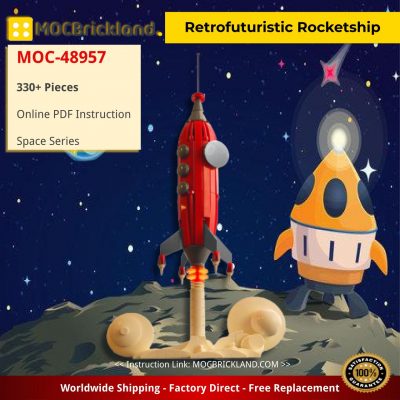 space moc 48957 retrofuturistic rocketship by thecorollaguy mocbrickland 1616