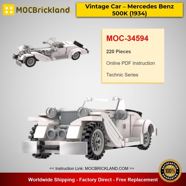 technic moc 34594 vintage car mercedes benz 500k 1934 by sugarbricks moc mocbrickland 8757