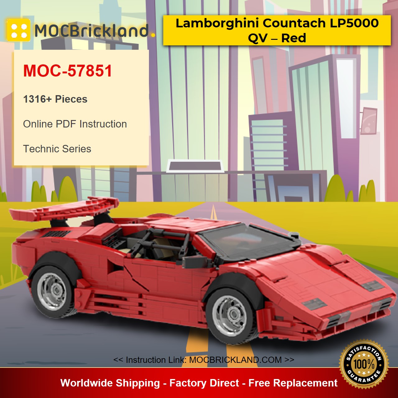 Technic MOC-57851 Lamborghini Countach LP5000 QV – Red version by Rastacoco  MOCBRICKLAND - LEPIN™ Land Shop