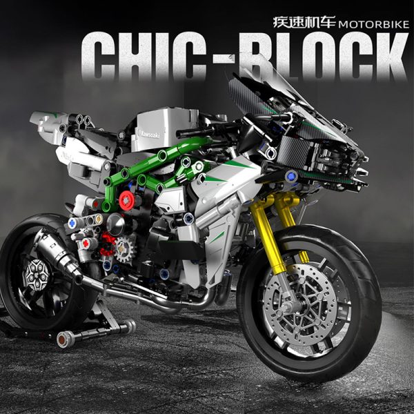 technic panlos 672003 chic block motorbike kawasaki ninja 4506
