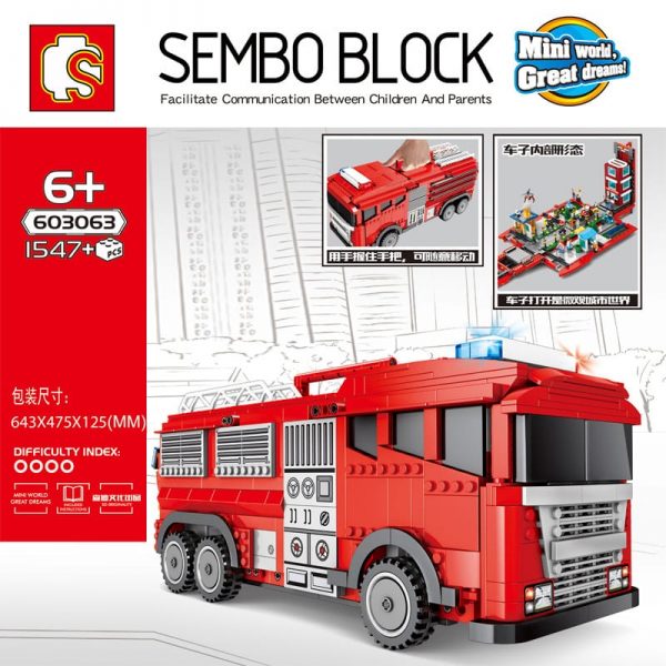technic sembo 603063 red miniature city fire truck 2323