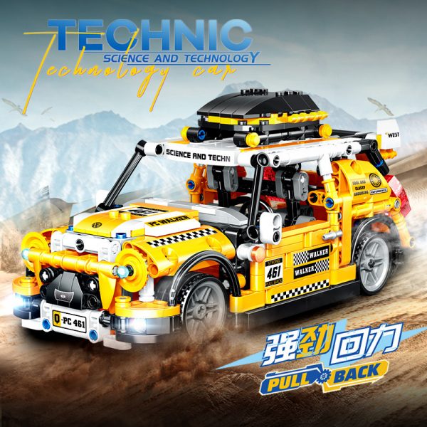 technic zhegao ql0461 yellow rally car pull back 4622