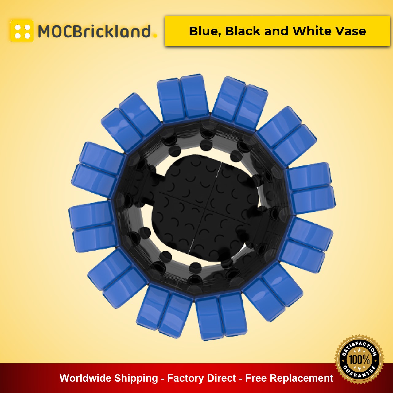 creator moc 90084 90085 90086 blue black and white vase compatible with moc flower bouquet 10280 40461 and 40460 mocbrickland 3054 1