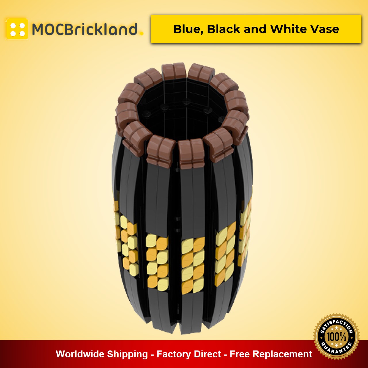 creator moc 90084 90085 90086 blue black and white vase compatible with moc flower bouquet 10280 40461 and 40460 mocbrickland 6706 1