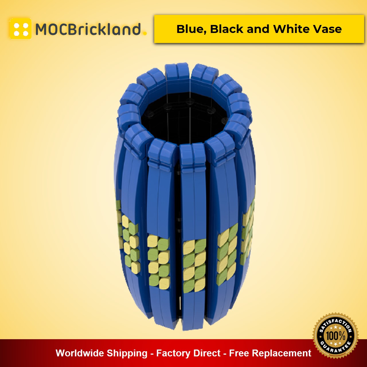 creator moc 90084 90085 90086 blue black and white vase compatible with moc flower bouquet 10280 40461 and 40460 mocbrickland 6994 1