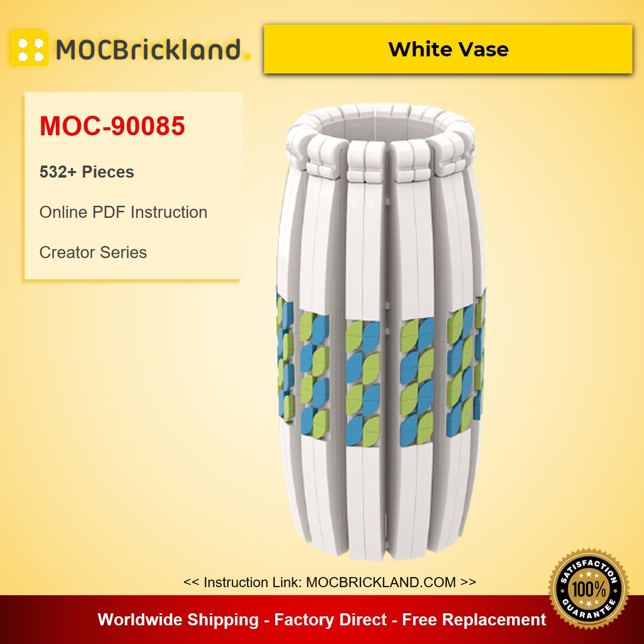 creator moc 90084 90085 90086 blue black and white vase compatible with moc flower bouquet 10280 40461 and 40460 mocbrickland 7622 1