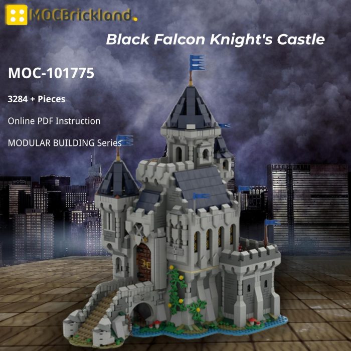 MODULAR BUILDING MOC-101775 Black Falcon Knight’s Castle (31120 “Medieval Castle” Alternate Build) MOCBRICKLAND